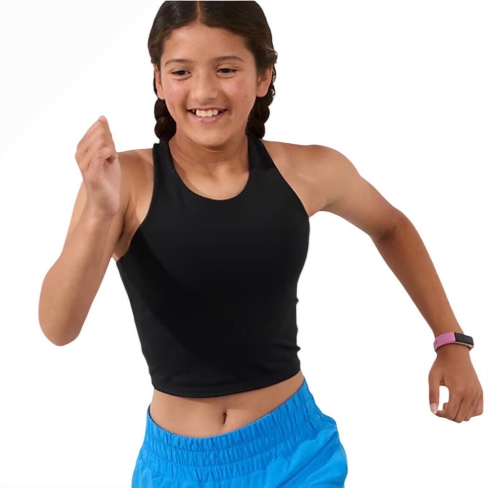 Athleta GRL Black Racerback Crop Athletic Tank Top Kids‎ Size M 4 10